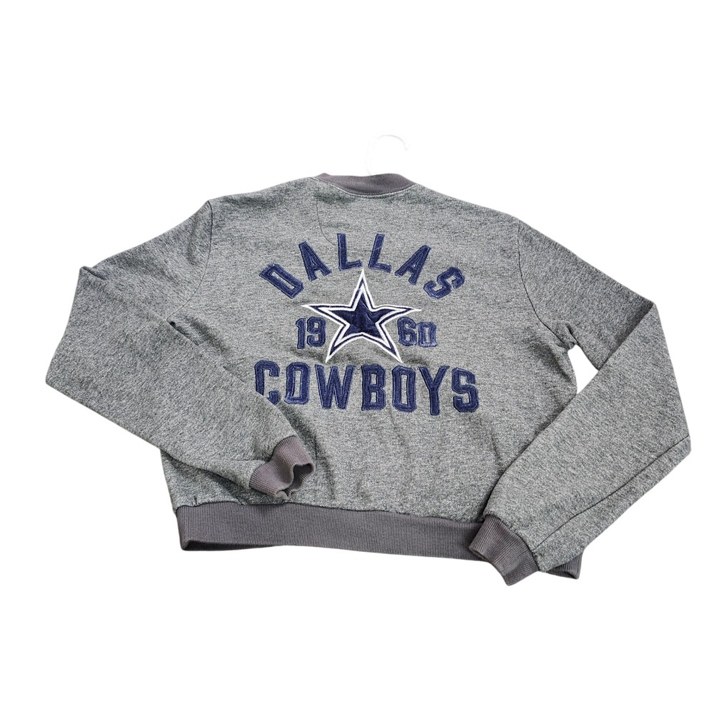 DALLAS COWBOYS WOMENS S GRAY NFL BOMBER JACKET COWBOYS HERSTYLE EUC